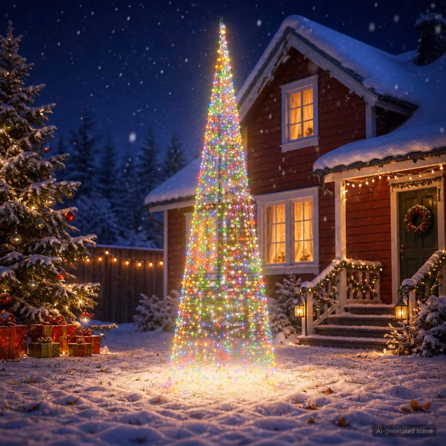vidaXL Luci per albero di Natale con picchetti e asta per bandiera