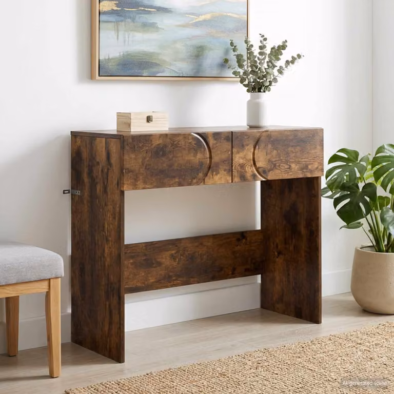 Consolle moderna vidaXL in legno rovere color marrone, L 96,5 x P 38 x H 75 cm