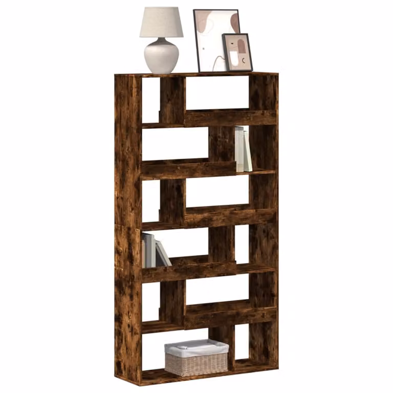 Libreria vidaXL in Rovere Fumo, realizzata in Truciolato e MDF, L 100 cm x P 33 cm x H 187,5 cm