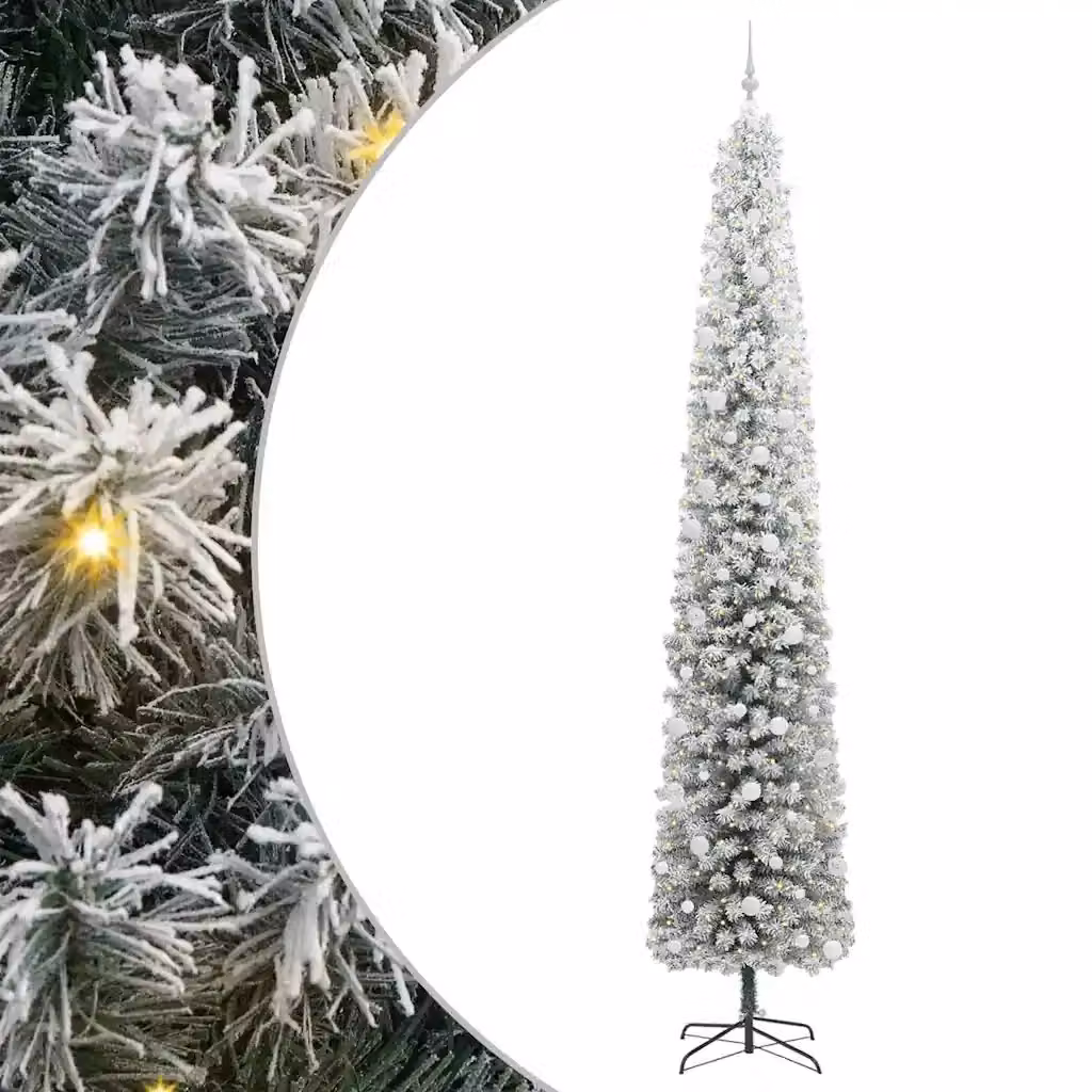 Albero di Natale artificiale moderno vidaXL verde con 300 LED luce bianca calda in PVC e metallo, Altezza: 270 cm – 2