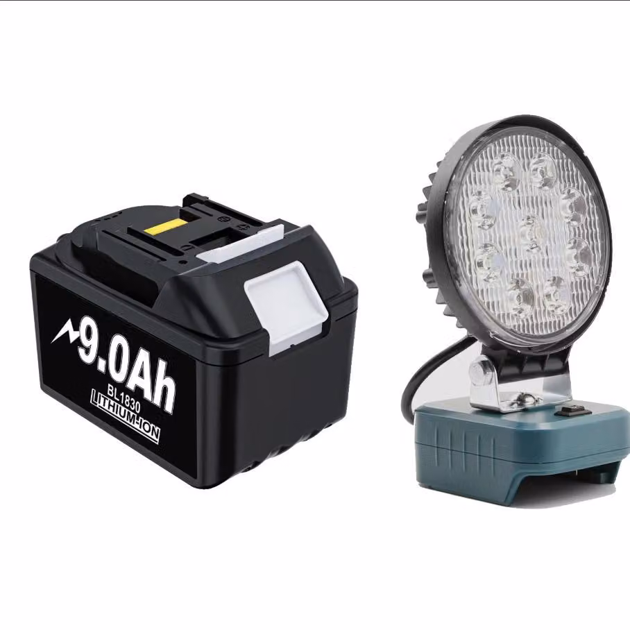 Batteria Makita da 18 V, capacità 9 Ah, funzione lampada da lavoro,