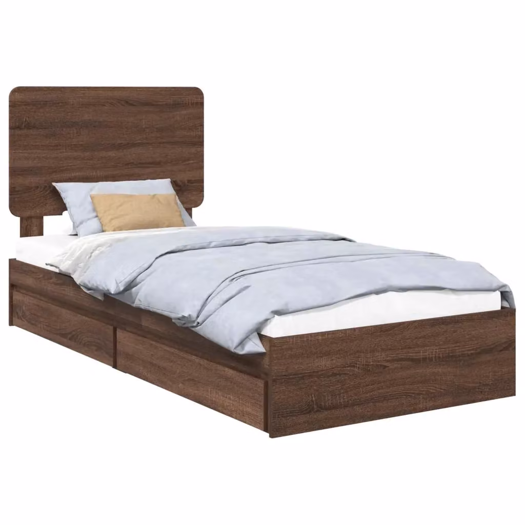 Letto con Contenitore e Testiera vidaXL in Rovere Marrone L/P/H: 190 x 80 x 78 cm – 2