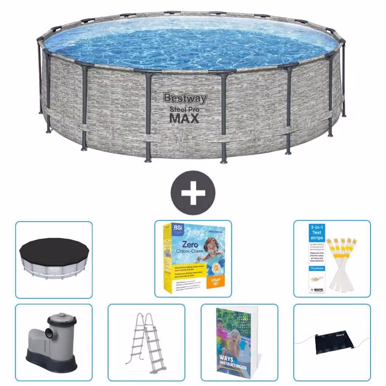 Piscina gonfiabile Bestway Steel Pro MAX, rotonda, 488x122 cm, composta da 6 parti, modello S582