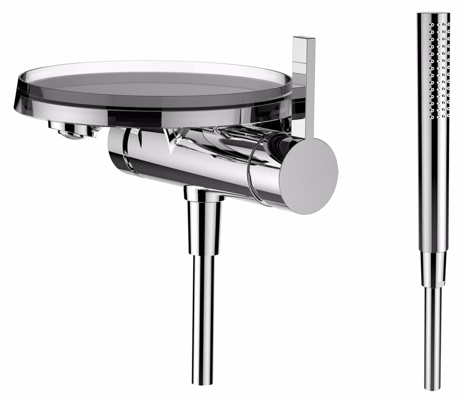 LAUFEN Kartell Mitigeur monocommande de baignoire encastré pour Simibox 1-Point, montage mural, chromé, H3213390041411, H3213390041411