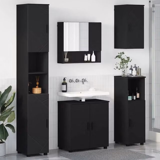 Set di mobili per il bagno 5 pz Nero 61 x 35 x 64 cm 3392984