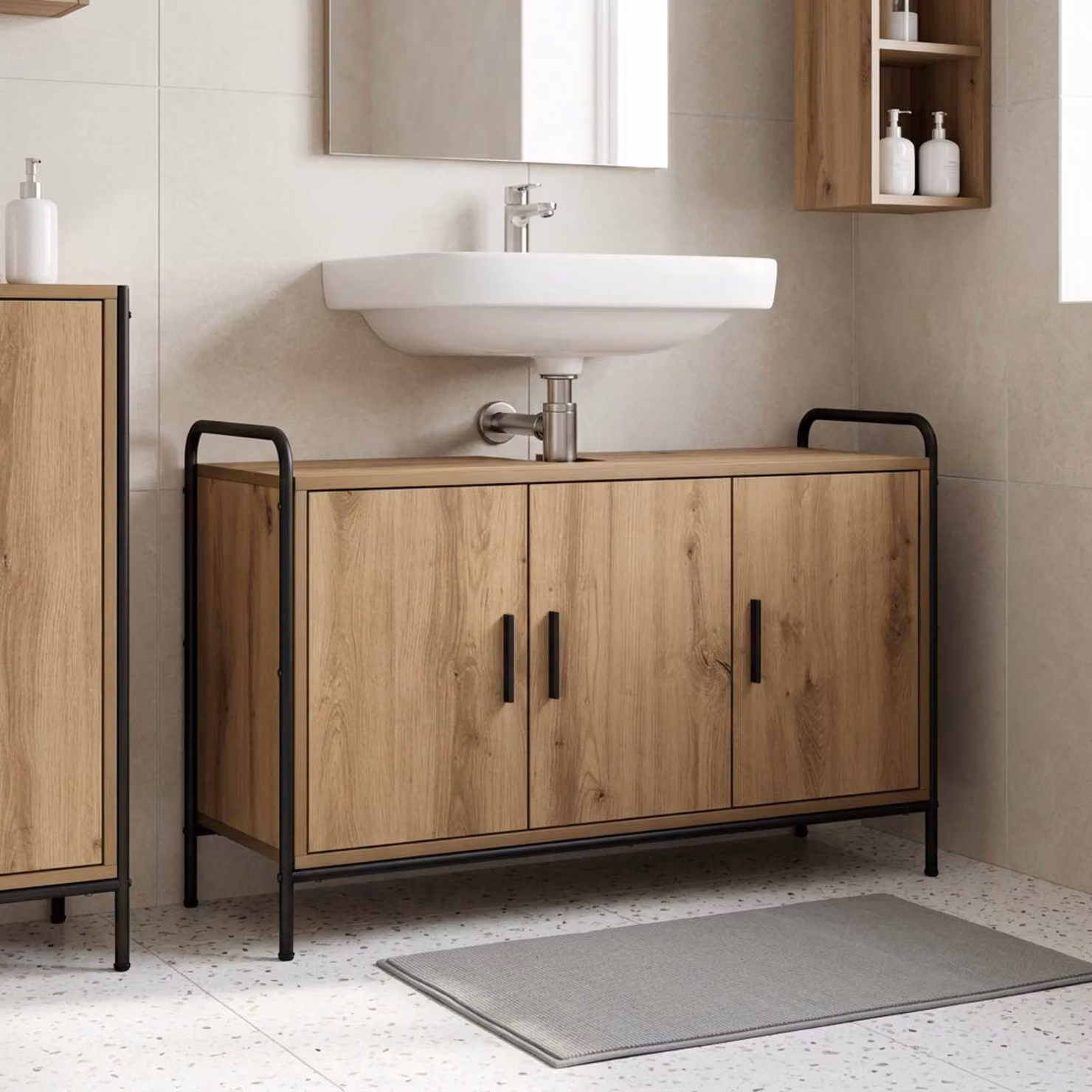 vidaXL Mobile da Bagno Rovere Artigianale 95 x 34 x 61 cm