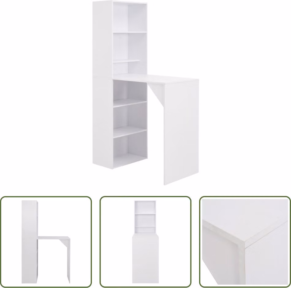 The Living Store Tavolo bar con armadio bianco 115x59x200 cm