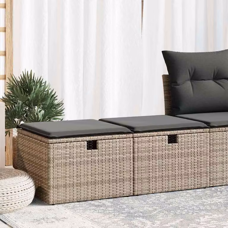 Maison Exclusive - Set divano da giardino 2 pezzi con cuscini Grigio Poly Rattan Acacia