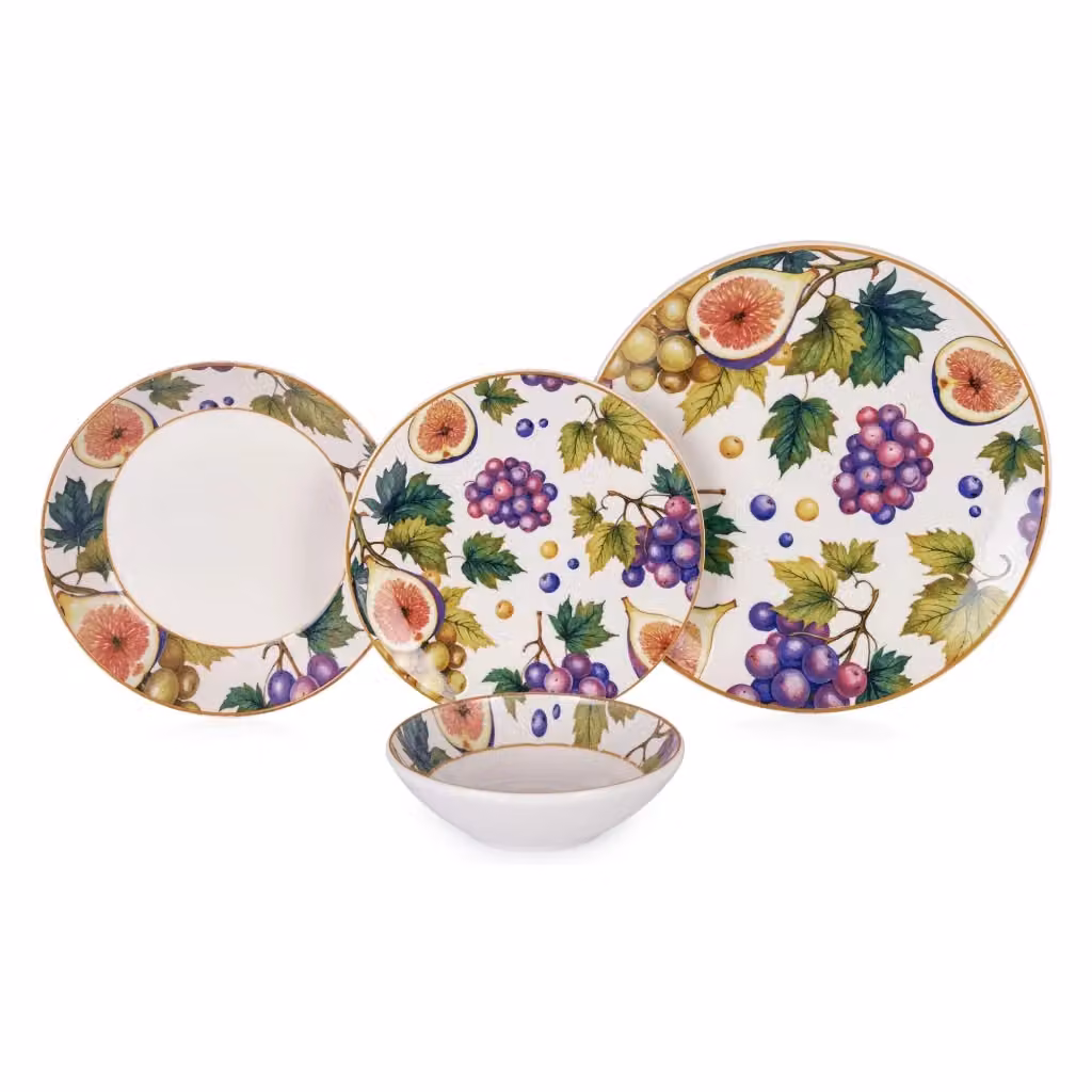 Servizio piatti DMORA in ceramica con decoro floreale multicolore, set da 24 pezzi – 2