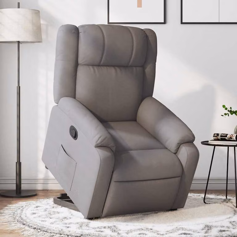 vidaXL Poltrona Alzapersona Reclinabile con Assistenza Elettrica in Tessuto Beige o Grigio