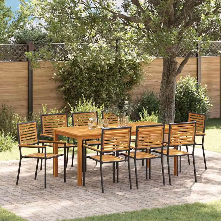 Maison Exclusive - Set da giardino per esterni, 9 pezzi, legno massello di acacia nero