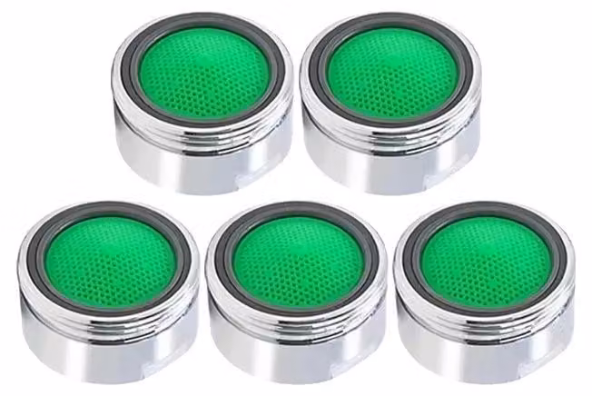 Aeratore per rubinetto, a risparmio idrico, filtro resistente, confezione da 5 pezzi