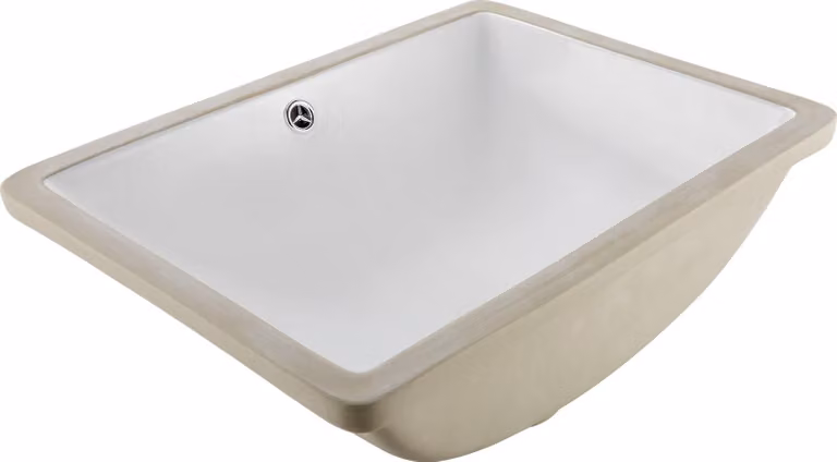 Lavabo sottopiano / Lavandino sottopiano - Bacino rettangolare in Vetroceramica - Dimensioni 51,5 x 38,5 cm - Con troppopieno - Salvaspazio - Per bagno e WC ospiti - Bianco