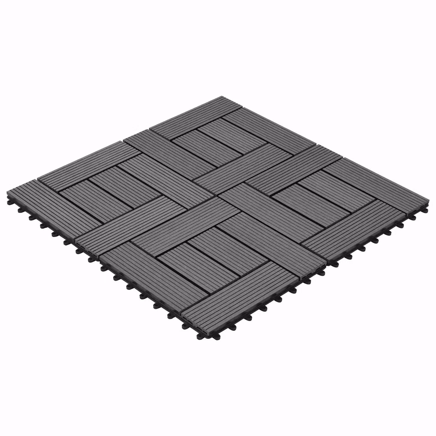 Set di 22 piastrelle per decking vidaXL in WPC grigio, 30 x 30 cm