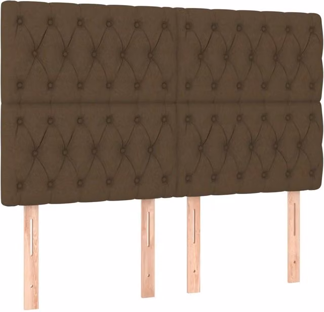 Testiera classica in tessuto marrone scuro con struttura in legno di larice L: 144 cm, P: 7 cm, H: 118-128 cm