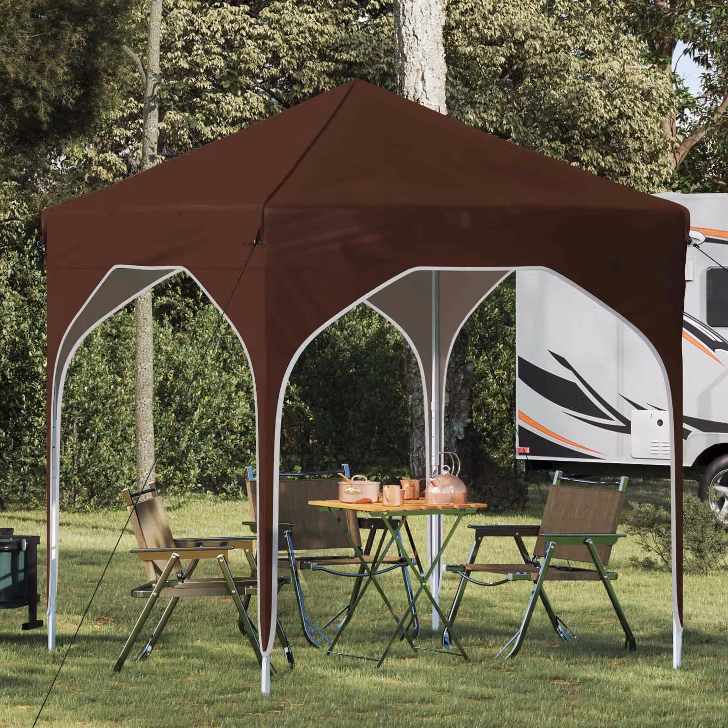 Maison Exclusive - Tenda pop-up per feste, 194 x 194 x 245 cm, colore marrone