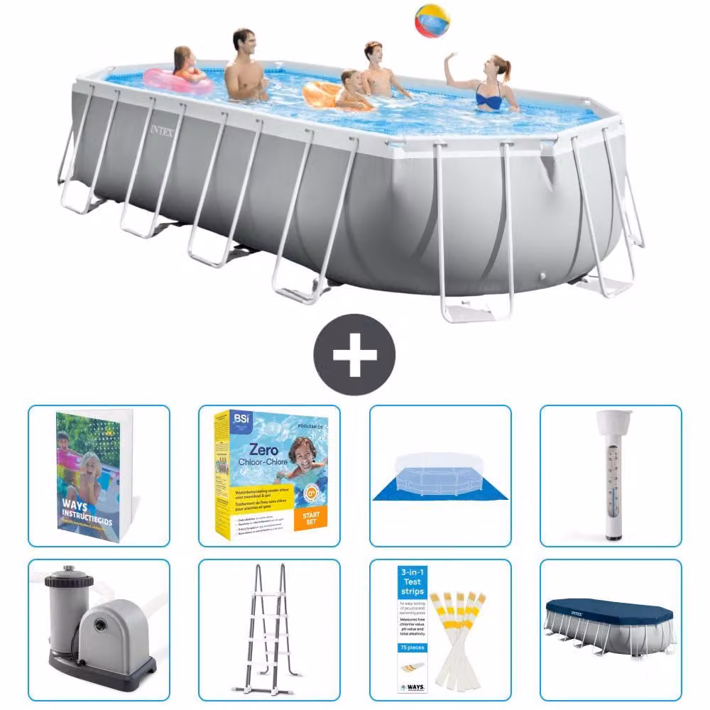 Piscina ovale con struttura a telaio Prism - 610x305x122 cm - 7 pezzi - Modello S532
