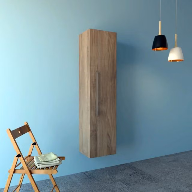 Colonna sospesa per bagno Senna OGOMONDO con anta reversibile finitura noce tranché