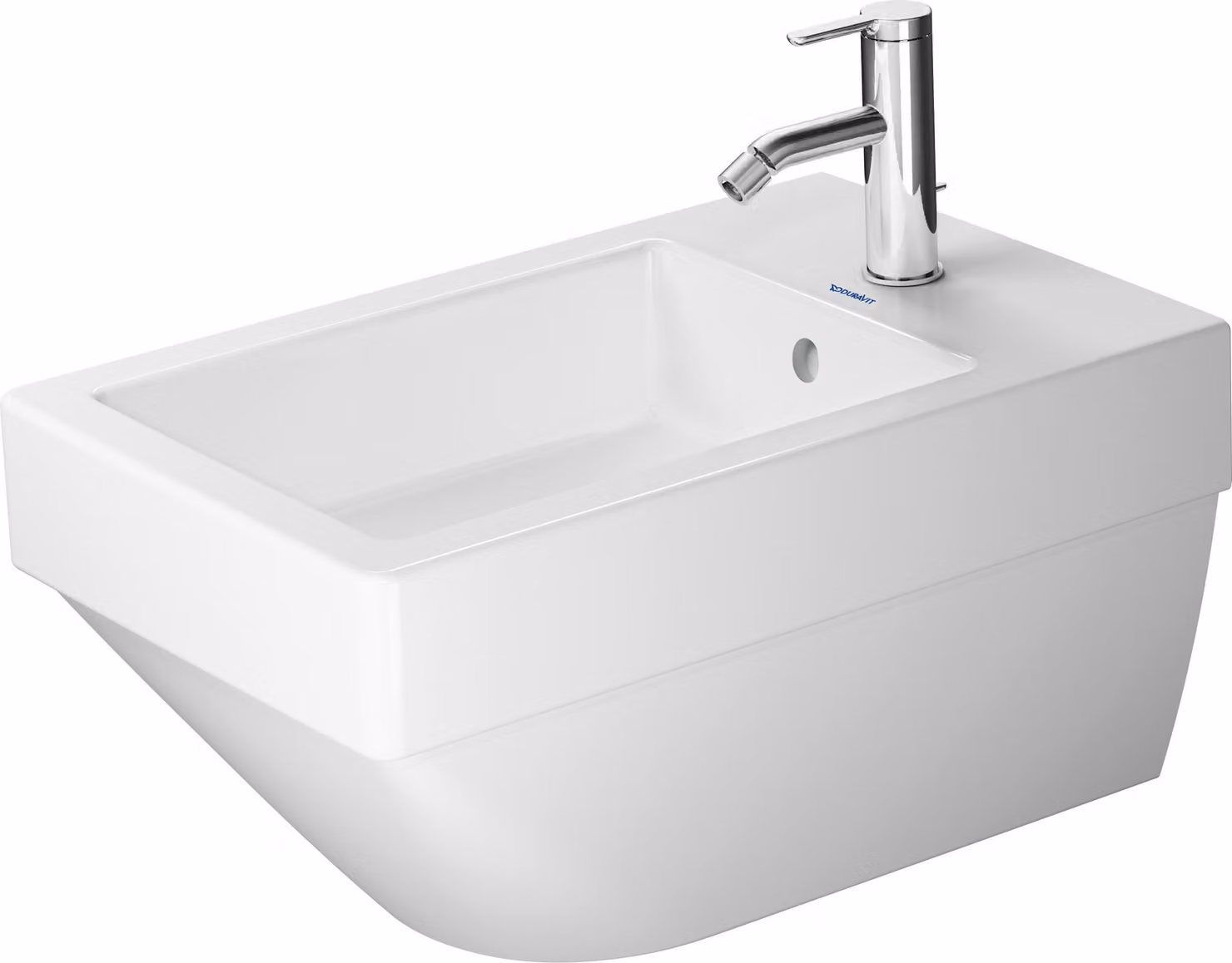 Duravit Vero Bidet mural Vero Air 37x57cm, avec trop-plein, avec banc de robinetterie, 1 trou de robinet, y compris Durafix, 2274150000, 2274150000