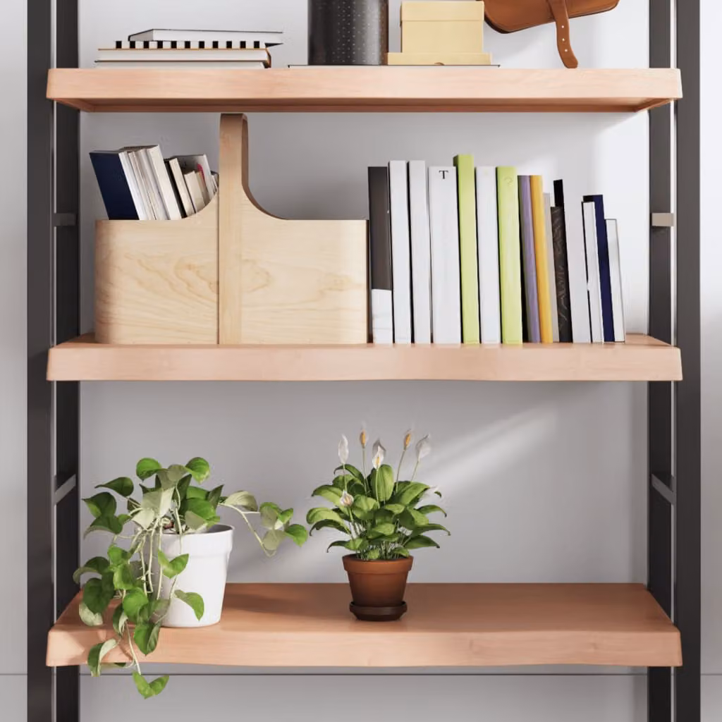 Ripiano da muro vidaXL in legno di rovere massello marrone L: 80 cm, P: 40 cm, H: 2-6 cm