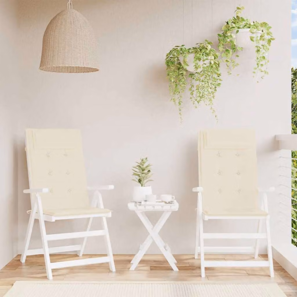 Set di 2 cuscini per sedia con schienale alto vidaXL in tessuto Oxford beige, impermeabili e traspiranti con imbottitura in schiuma