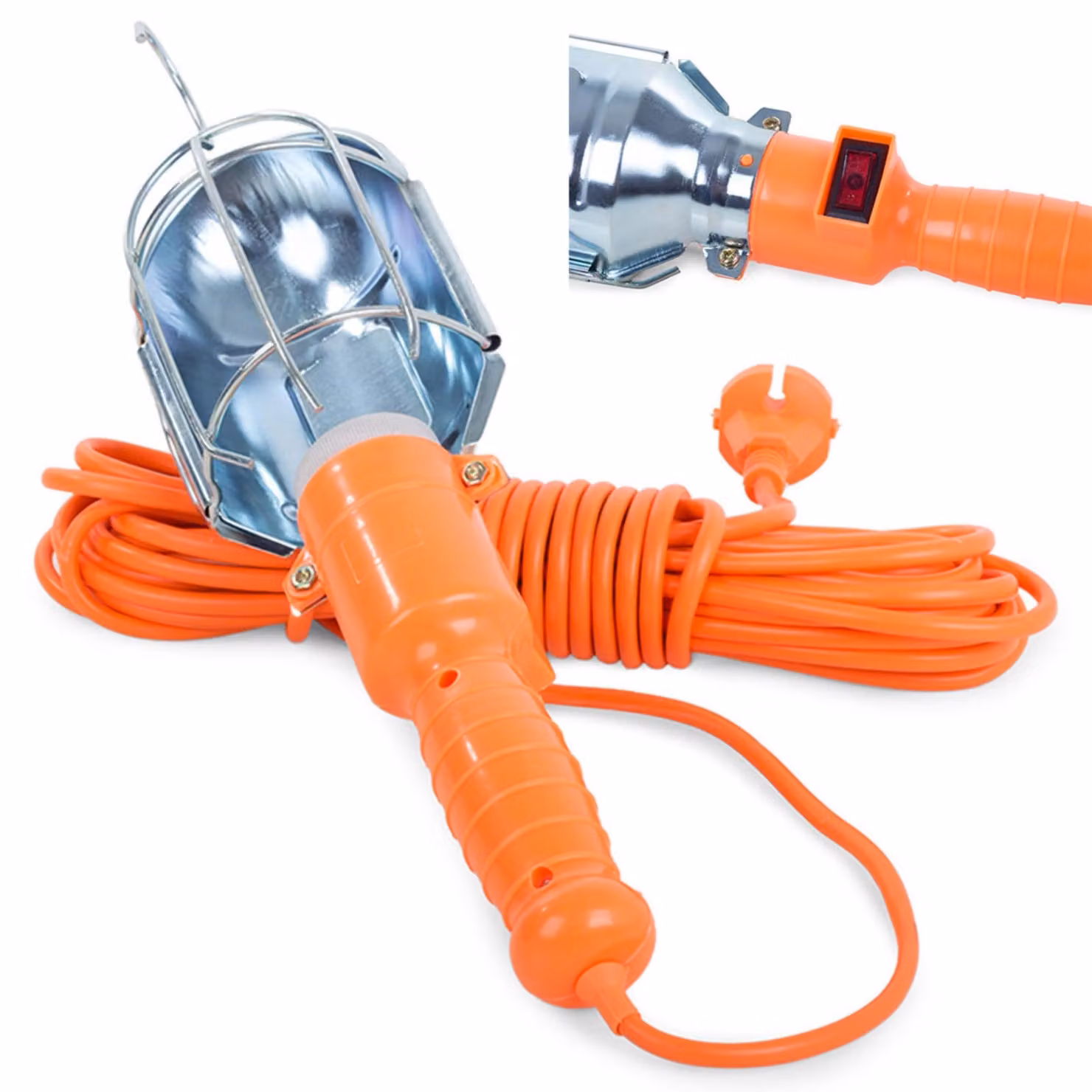 Lampada da garage portatile, 230V, attacco E27, fino a 60W, cavo da 5 metri, con gancio