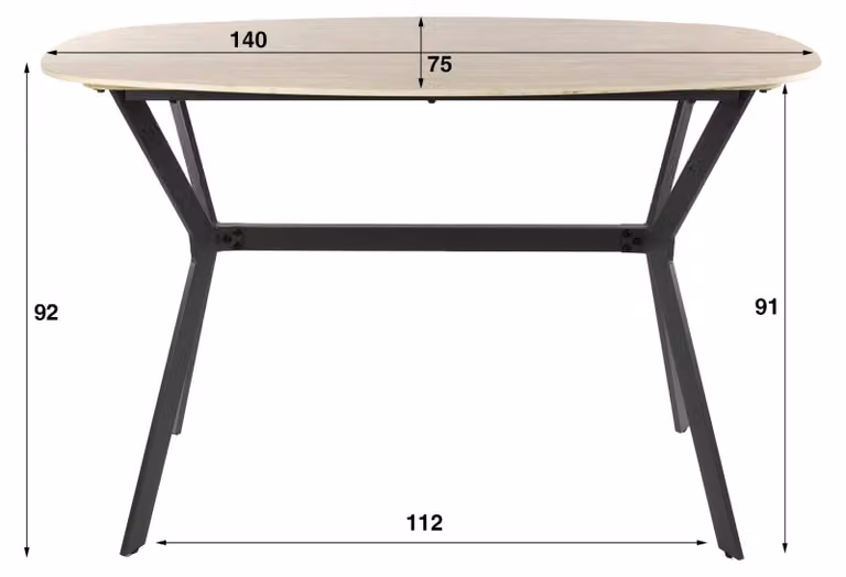 Tavolo da pranzo FURNLUX Romano Beige e Nero 140 cm / Colore principale: Beige / Dimensioni: 140 x 92 x 75 cm
