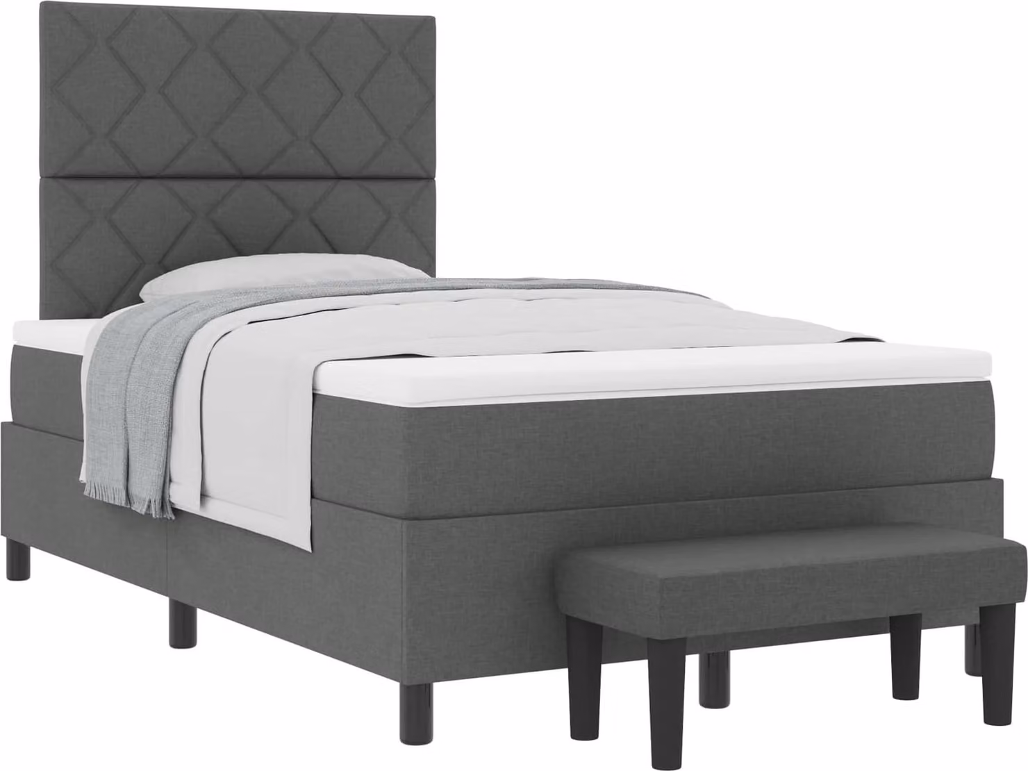 Letto a molle con materasso grigio scuro 120 x 200 cm in tessuto