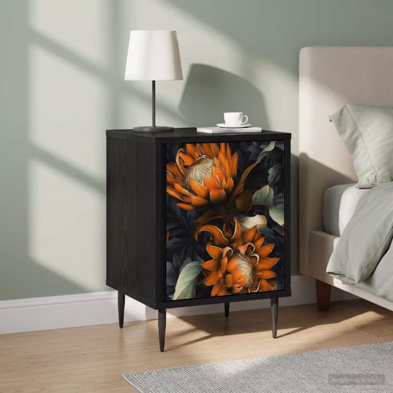Set di 2 comodini vidaXL LOCHEM moderni in Rovere Nero, L 36 cm x P 33 cm x H 51 cm