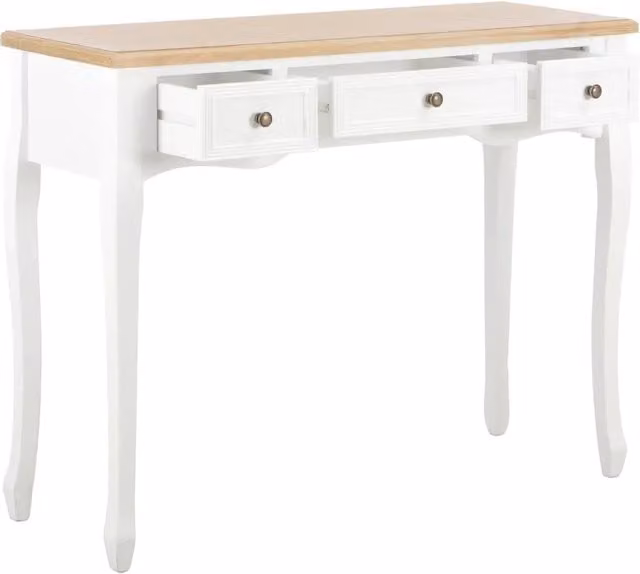 Tavolo Consolle da Trucco con 3 Cassetti vidaXL in Legno e MDF Bianco