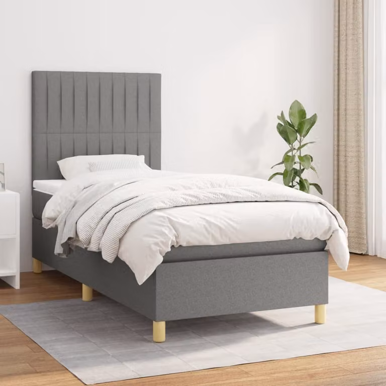vidaXL Letto Ibrido con Giroletto a Molle e Materasso a Tasche Grigio e Bianco L/P/H: 200 x 80 x 45 cm