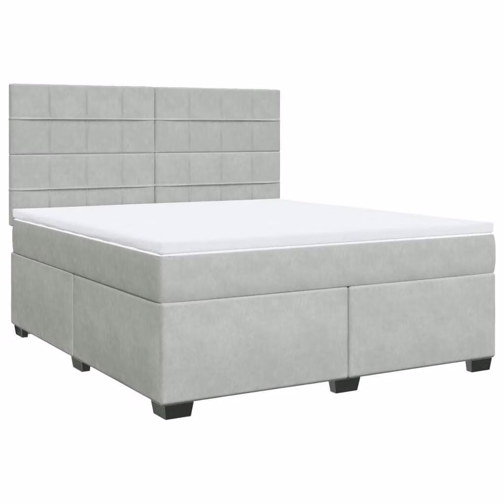 Giroletto a Molle con Materasso Grigio Chiaro 180x200cm Velluto