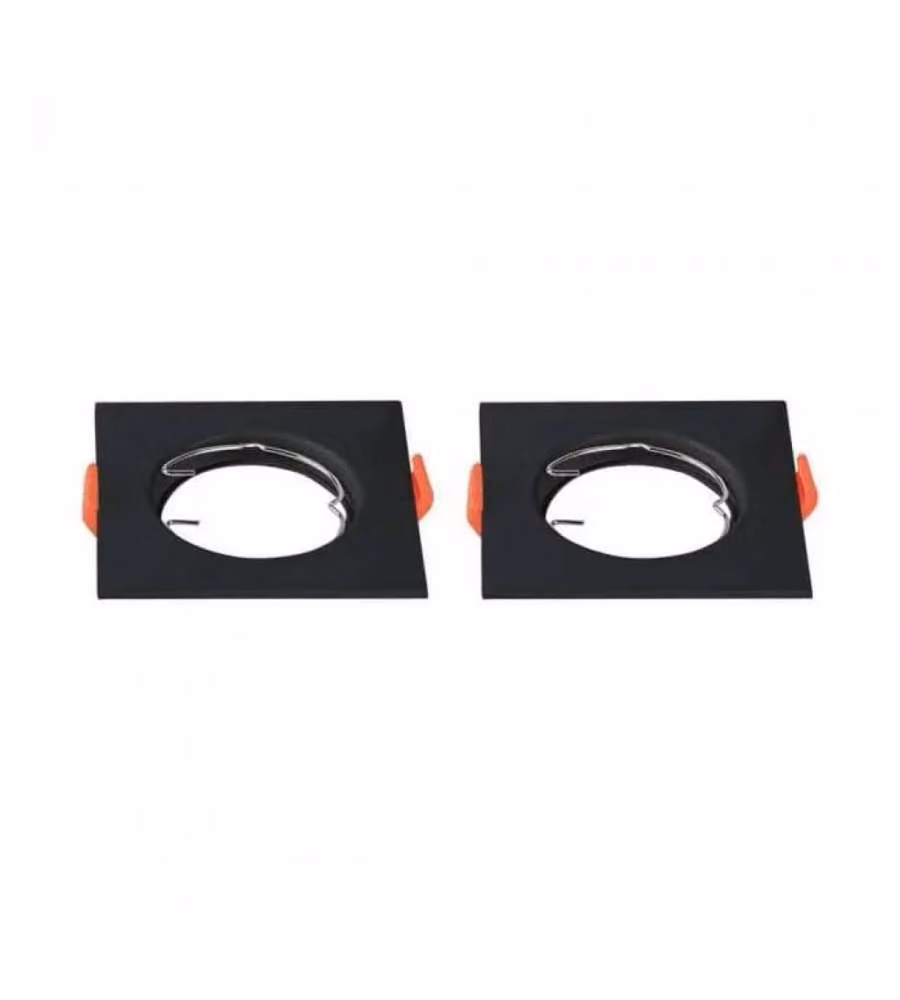 Portafaretto LED da Incasso Quadrato V-TAC Nero Orientabile per GU10 (Set da 2 pezzi)