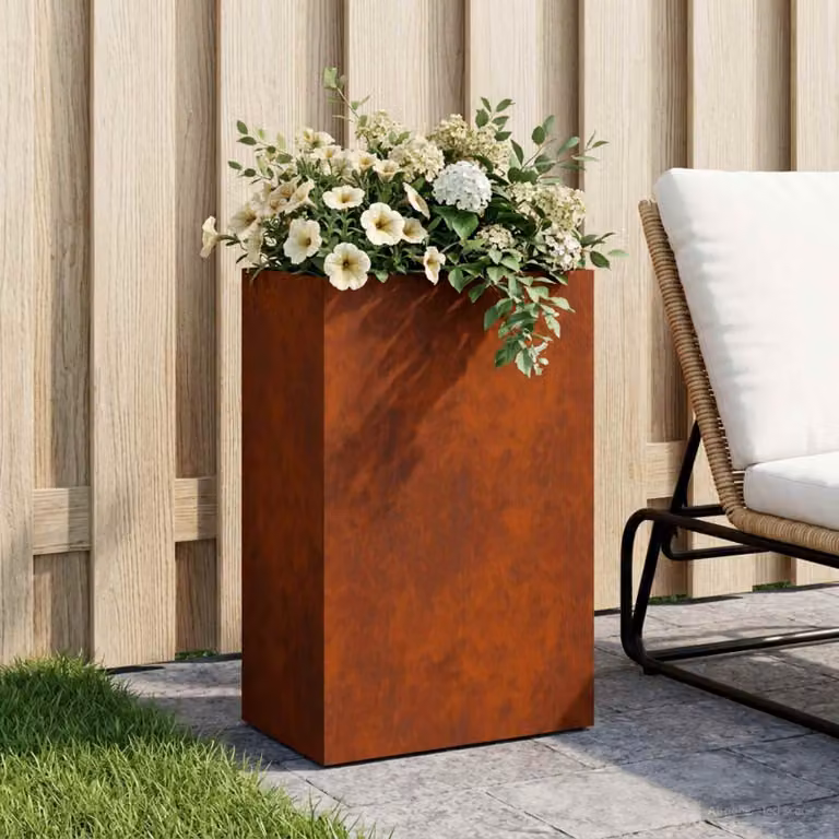 Vaso da giardino vidaXL in acciaio Corten color marrone L: 40 cm, P: 30 cm, H: 75 cm