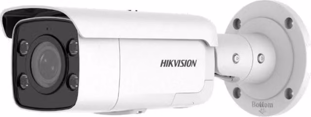 Telecamera di sorveglianza Hikvision Bullet ColorVu da 8MP con audio, sirena e tecnologia PoE, colore bianco, modello DS-2CD2T87G2-LSU/SL