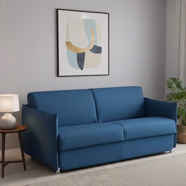 Divano Letto Follina DMORA 2 Posti Sfoderabile Blu L: 160 cm, P: 95 cm – 1