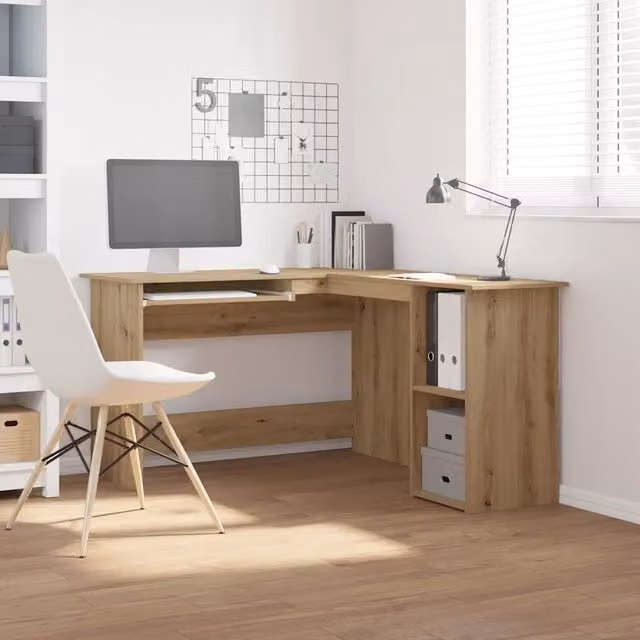 Scrivania angolare moderna vidaXL in legno marrone con finitura opaca L/P/H: 120 x 120 x 75 cm – 1
