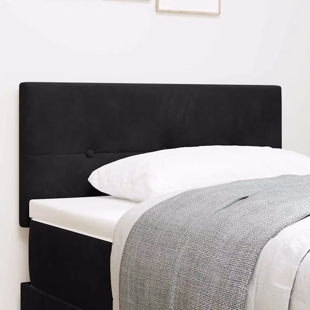 Testiera per letto vidaXL in velluto nero con struttura in legno di pino, Larghezza: 90 cm