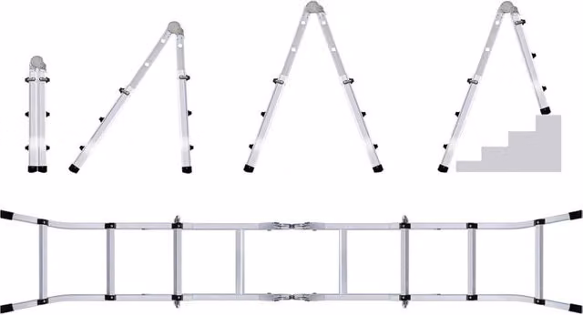 Scala Telescopica in Alluminio WERKU, Colore Argento, Altezza Massima: 320 cm