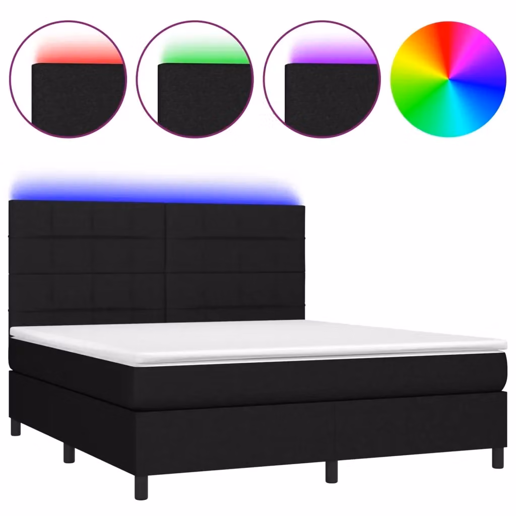 Letto Ibrido vidaXL con Materasso e Illuminazione LED Sotto il Letto, Nero, L/P: 180 x 200 cm – 2
