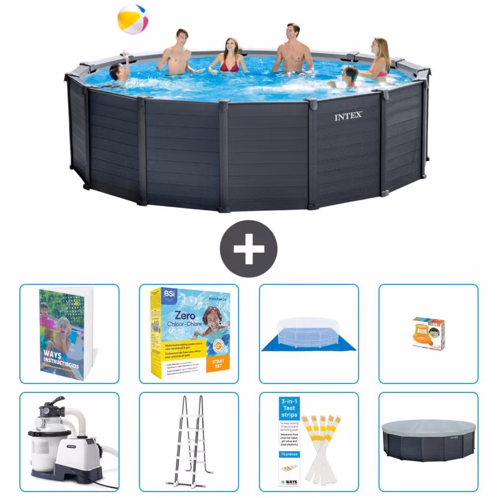 Pannello per piscina in grafite, modello Rund - 478x124 cm - composto da 7 elementi, codice prodotto S529