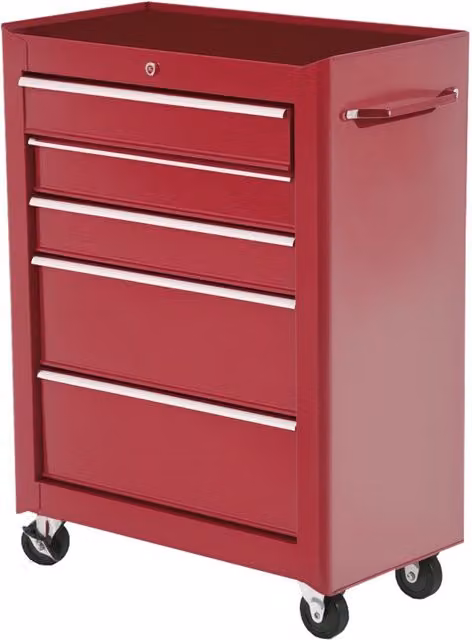 Carrello porta attrezzi HOMCOM in acciaio rosso con cassettiera e ruote, L: 61.5 cm, P: 33 cm, H: 85 cm