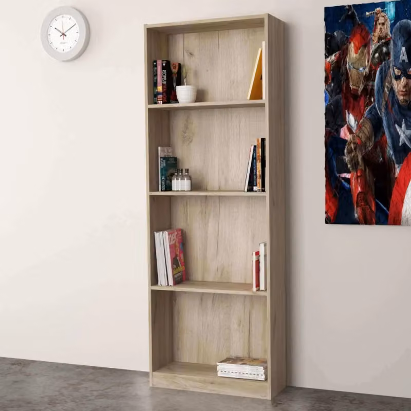 Libreria Line Olmo Cosma in legno e MDF per soggiorno o ufficio, Grigio e Beige, H 165 x L 58 x P 25 cm – 2