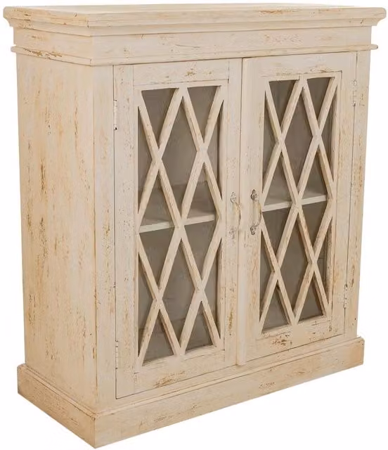 Mobile da ingresso in legno e vetro bianco lavorato a mano 90x40x100h