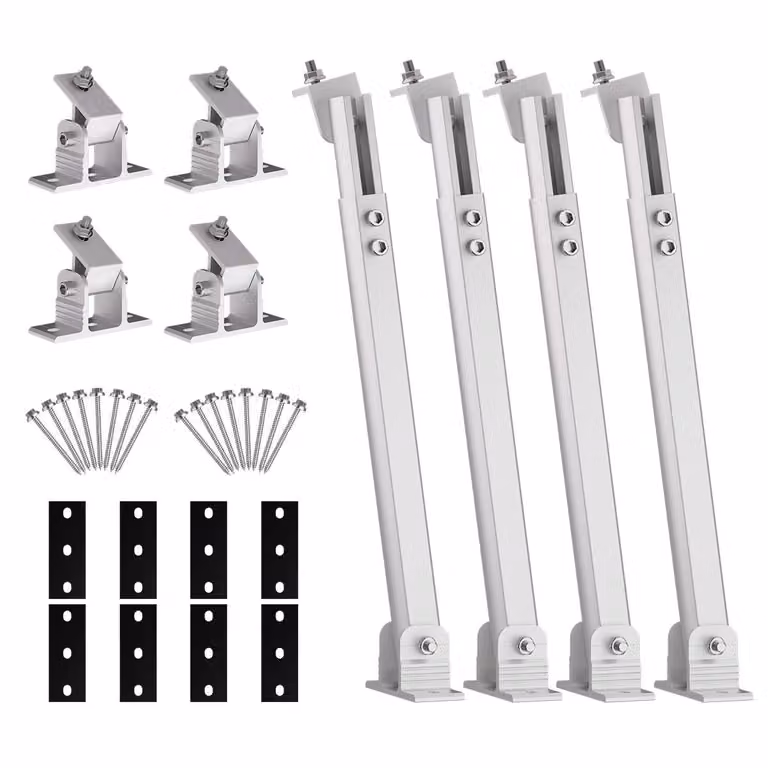 Supporto per pannelli solari, sistema di fissaggio a terra per moduli solari, struttura di montaggio regolabile, sistema di fissaggio per pannelli fotovoltaici sul tetto, kit di montaggio per 2 moduli solari