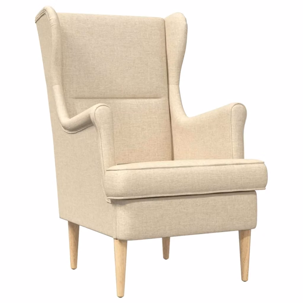 Poltrona moderna in tessuto beige con braccioli e struttura in legno e metallo L/P/H: 79 x 45 x 65 cm – 2