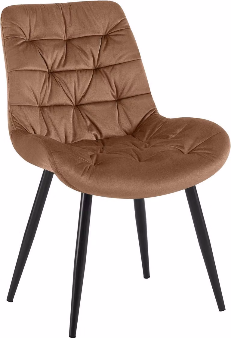Sedia da sala da pranzo, poltrona in velluto, elevato comfort di seduta - look senza tempo, colore: marrone