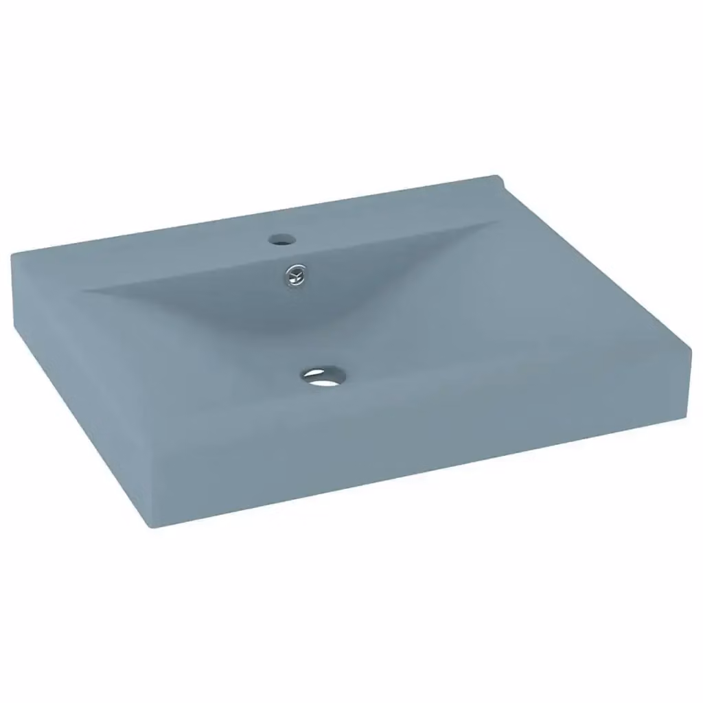 Lavandino in ceramica con foro per rubinetto vidaXL colore azzurro opaco L: 60 cm, P: 46 cm – 2