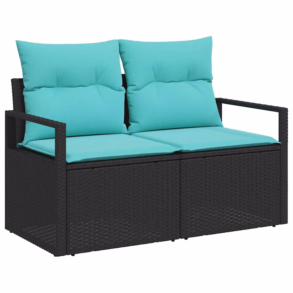 Set di divani da giardino vidaXL composto da 6 pezzi in rattan con struttura in acciaio nero e cuscini colorati per esterno