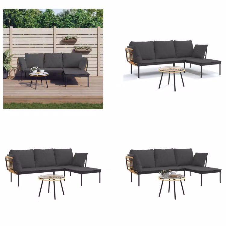 vidaXL Set salotto da giardino 3 pezzi con cuscini in poly rattan grigio scuro - Set salotto da giardino - Set salotto da giardino - Set mobili da giardino